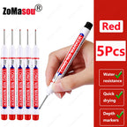 1-90Pcs Waterproof White Long Head Markers Pen 2cm Woodworking Deep Hole Marker Pens Metal Carpenter Black/Red/Blue/Green Ink
