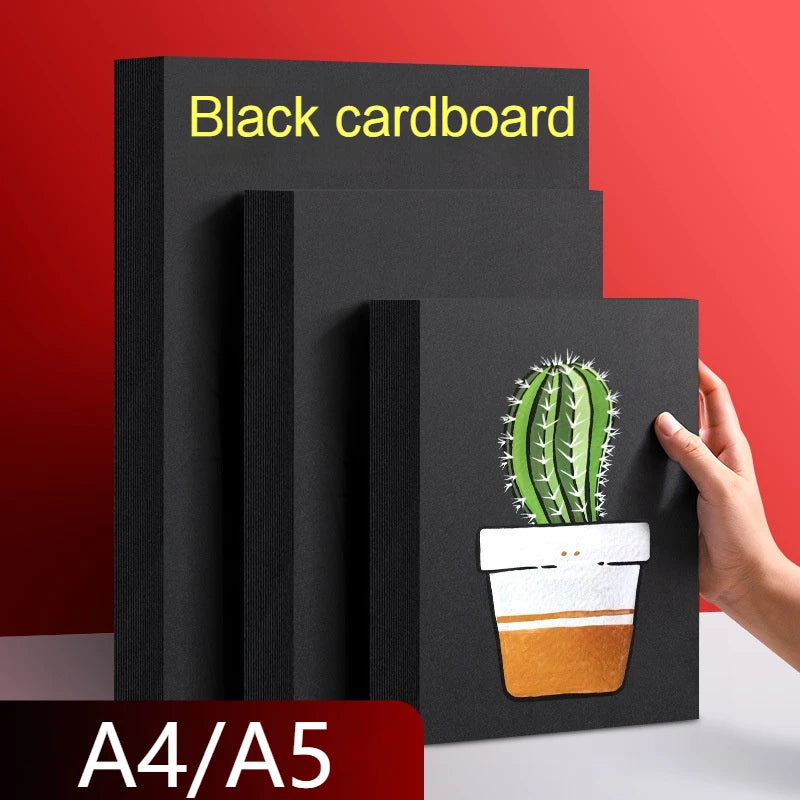 20-100 Sheets Black Paper for Drawing Diy Crafts Decorative Packaging 180/230/300gsm/m² Thickened Paper Cardboard Sketch Pad
