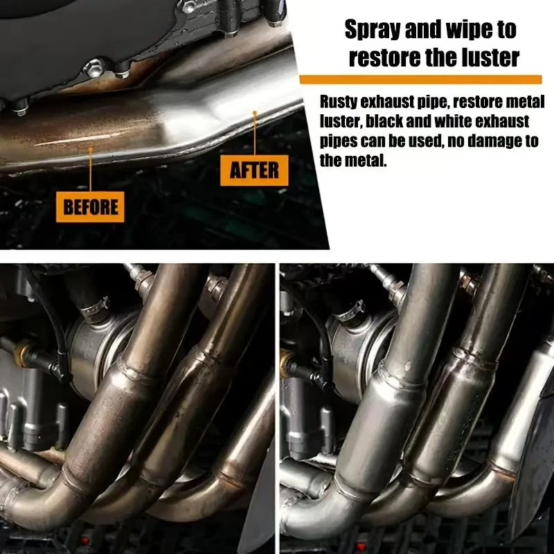 Large Capacity Powerful Car Rust Remover Spray - Exhaust/Wheel Care, Metal Powder Remover.
