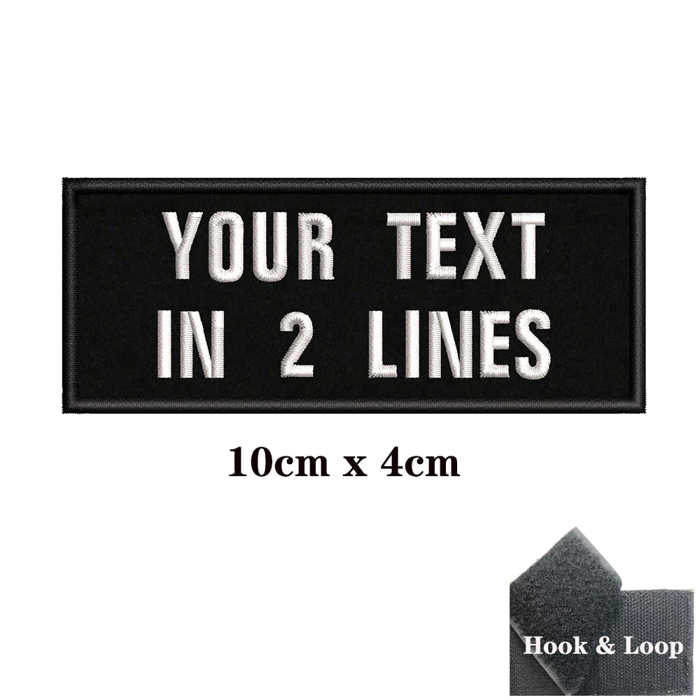 1PC Custom Name Embroidery Patch Stripes Badge Iron On Or Hook Loop 10X2.5CM,8X5CM,10X4CM, 8X2.5CM,12X2.5CM,15X5CM,20X7CM,black