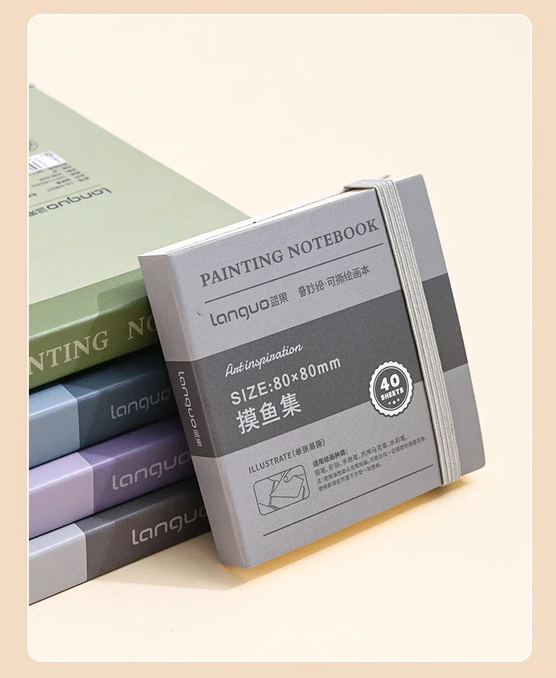 40sheet Tearable Drawing Notebook Sketchbook Handbook 250gsm Paper Mini Book for Watercolor Acrylic Marker Pen Gouache