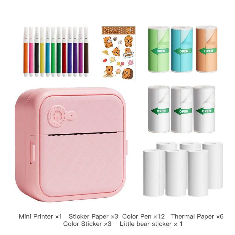 Dolewa D8 Portable Printer Thermal Paper Stickers Paper Mini Printers Labels Maker Printer for Photo Printing for Gift