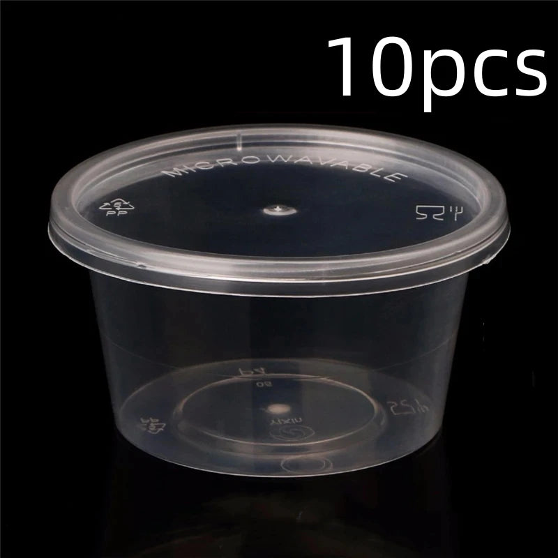 5/10pcs 100ml Disposable Plastic Takeaway Sauce Cup Containers Food Storage Box With Lids Pigment Paint Box Palette Reusable