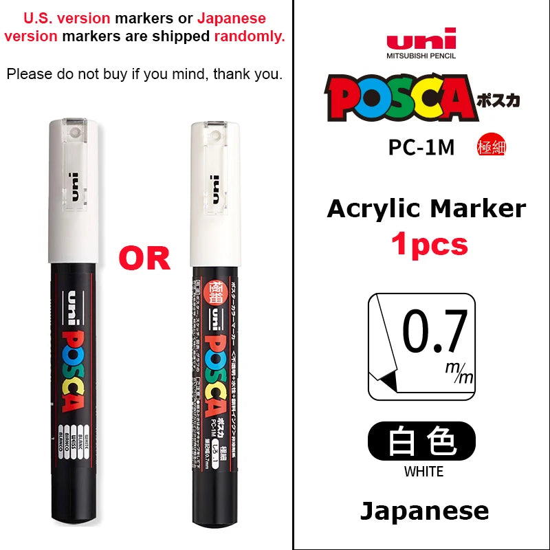 uni POSCA POP Water-Based Marker,Assorted Colors PC-1M/3M/5M 0.7~2.5mm Tips Professional Acrylic Paint Pen for Artists&Designers