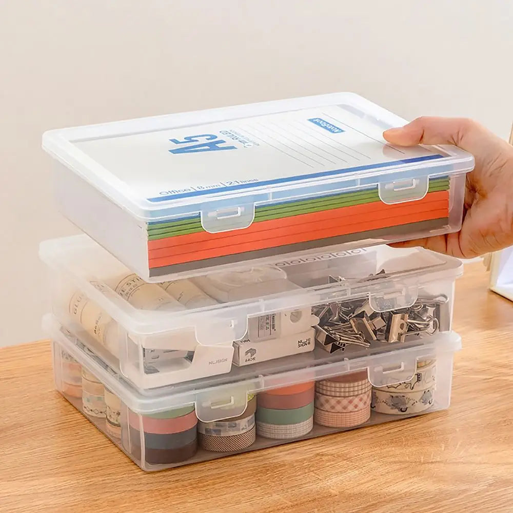 Portable A4 A5 File Organizer Multifunctional Transparent Document Storage Container Dustproof File Box Home Office Supplies
