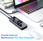RSHTECH 7-Port Powered USB C Hub with 10Gbps USB-C 3.2 Ports Individual Touch Switches 5V/3A Power Adapter Laptop USB Splitter
