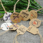various paper gift hang tag 100pcs per lot thank you kraft gift packing tag handmade with love products price tag