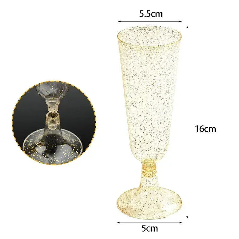 JUSTINLAU 25/50/100pcs Disposable Cups Clear Plastic Champagne Flutes Bar Cups Toasting Glasses for Weddings Party Cocktail Cups
