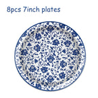 Blue and White Porcelain Paper Plates Napkins,Tableware For Birthday Decoration Wedding Decoration,Table Decor Party Supplies