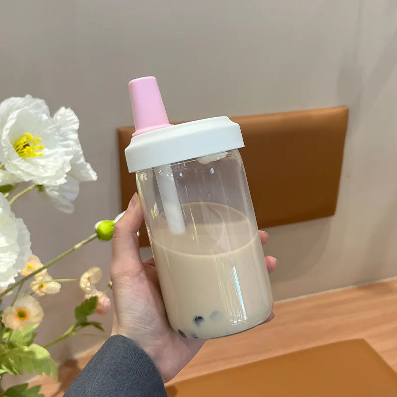 500/800ML Large-capacity Straw Cup, Food-grade Transparent PP Material,Portable Ins Style Water Cup, Juice Milk Tea Cup