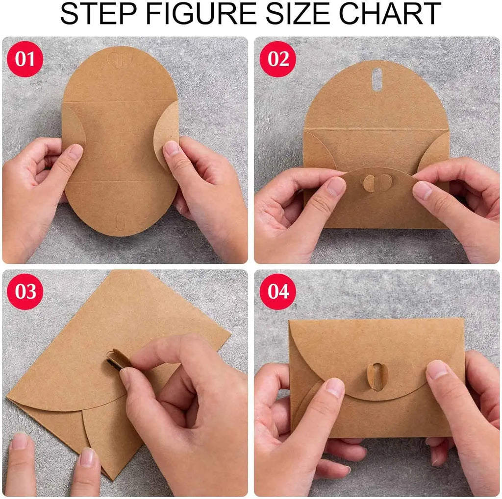 50pcs Japanese Kraft Paper Heart Envelopes - Vintage Ins Aesthetic for Couples Love Letters, European Style Creative Pouch
