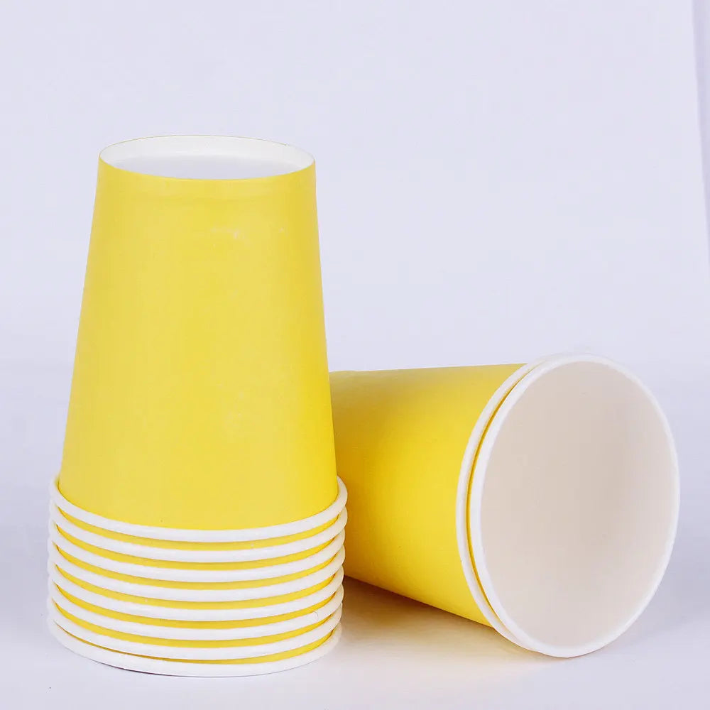 Solid Color Disposable Tableware Set Party Supplies Paper Plates Cups Wedding Birthday Party Decorations Adult Favor