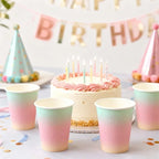 10/20/30PCS Rainbow Gradient Disposable Paper Cups Suitable for Birthday Wedding Baby Shower  Dessert Milkshake Cold Drink Cup