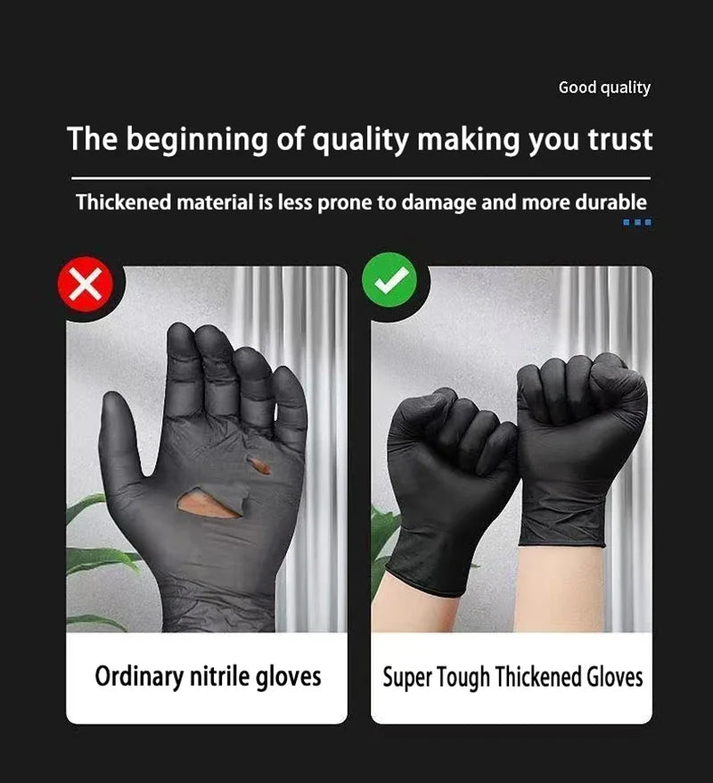 100/50/20PCS Black Nitrile Gloves Latex & Powder Free for Tattooing Manicures Salon Cleaning Disposable Food Working Latex Glove