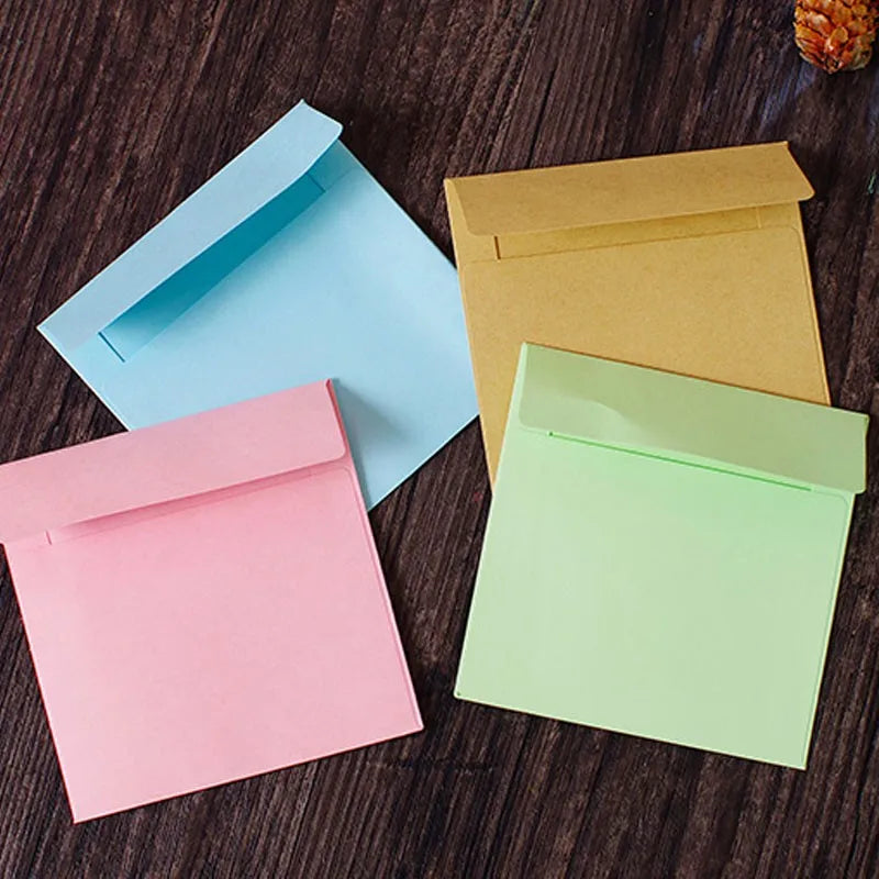 20Piece 10*10cm Square Color Candy Small Envelope DIY Colour Purple/Black/Green/cowhide/yellow/Blue/Pink