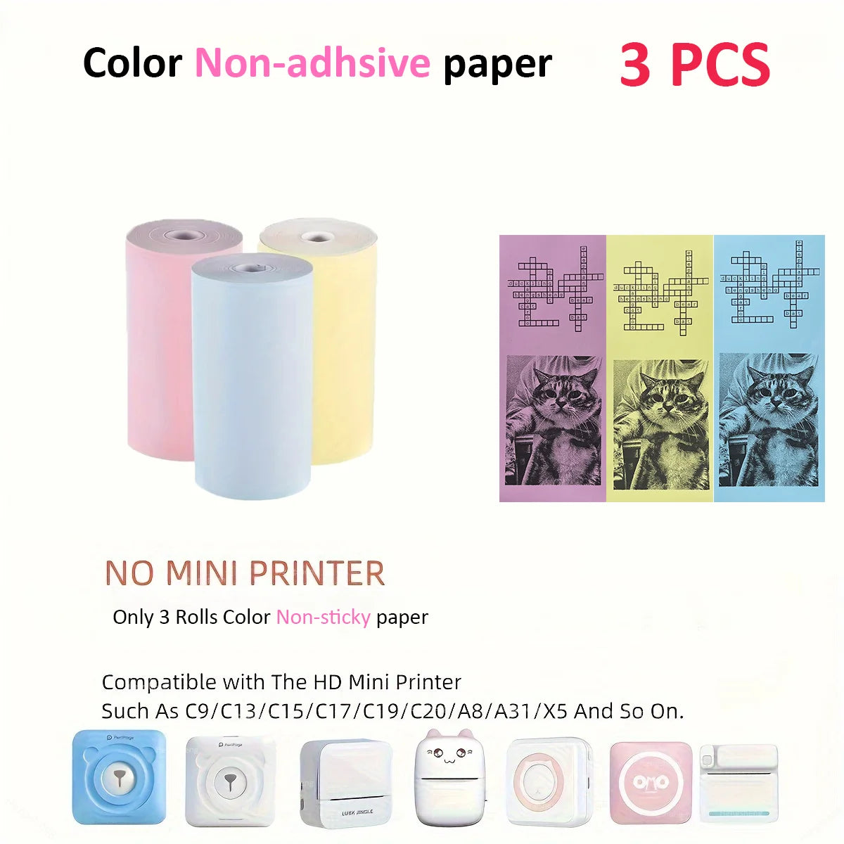 Thermal Mini Printer, Portable Inkless Sticker Maker,Bluetooth Free Cut Small Pocket Printer for Children DIY 57mm Photo Print