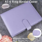 A5 Notebook Photocard Binder with 4 Pockets Sleeves, 6 Ring  PU Leather Binder Loose Leaf Personal Organizer Photo Binder Book