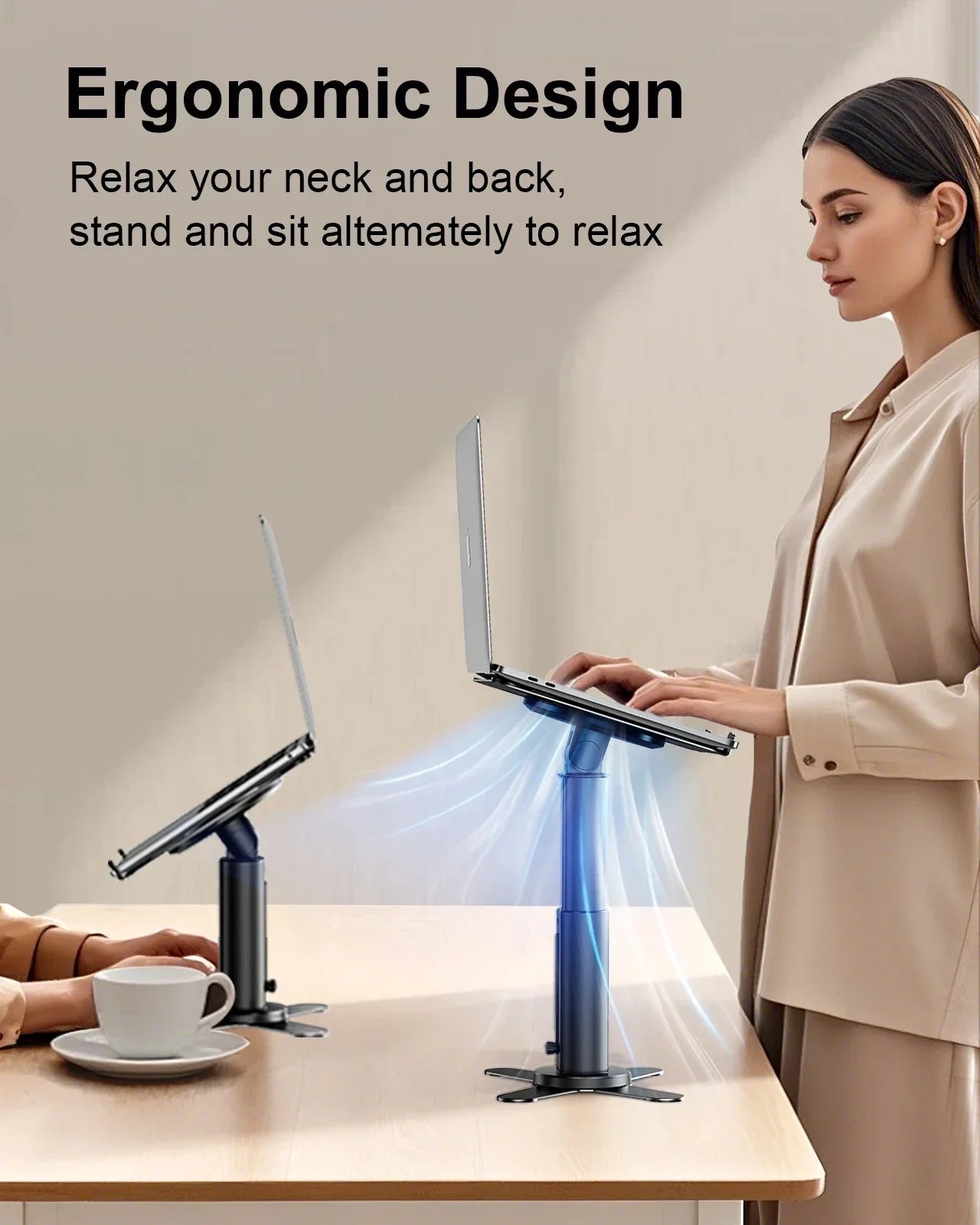 Oatsbasf Metal Desktop Laptop Holder Riser Computer Stand Height Adjustable Portable Laptop Table Stand for 11-17.3" Device