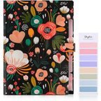 Expanding File Folder with 5 Pockets Floral Accordion Organizer for Important Documents Receipts Portable School Office Supplies Black
