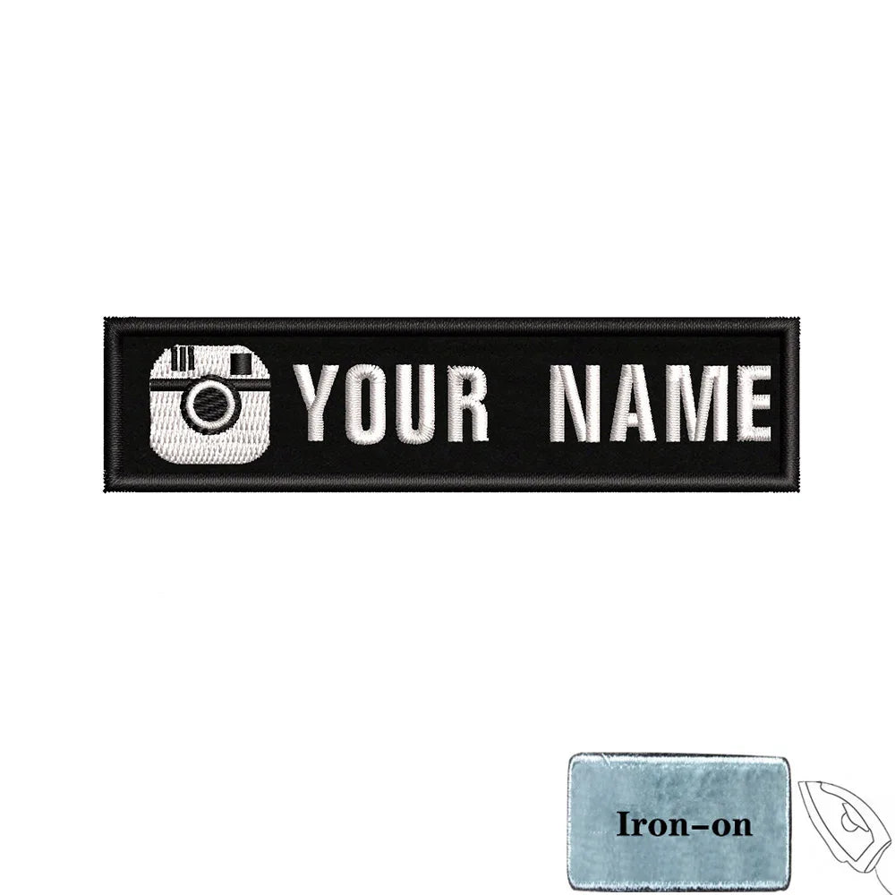 1PC 10cmX2.5cm Custom Name Patch Stripes Badge Iron On Or Hook Loop fire trophy radiation motorcycle blood drop love Pentagram