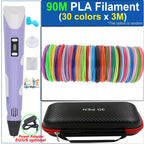 Children's 3D Pen 3D Drawing Printing Pen with LCD Screen Power Adapter 200M PLA Filament Toy Kids Christmas Birthday DIY Gift