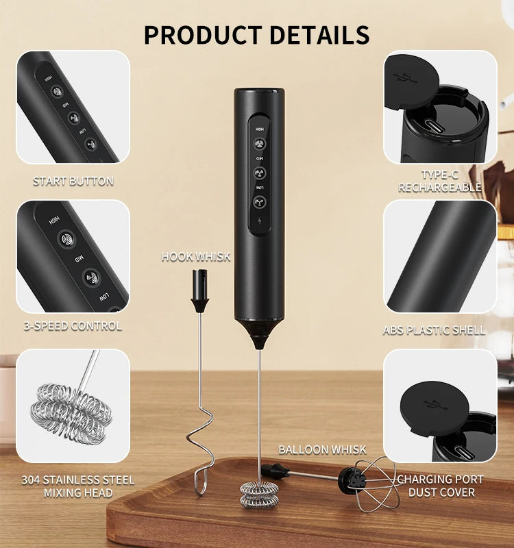 Wireless Electric Mini Milk Frother Coffee Whisk Portable Egg Beater Blender Kitchen Cooking Stirrer Cappuccino Coffee Maker
