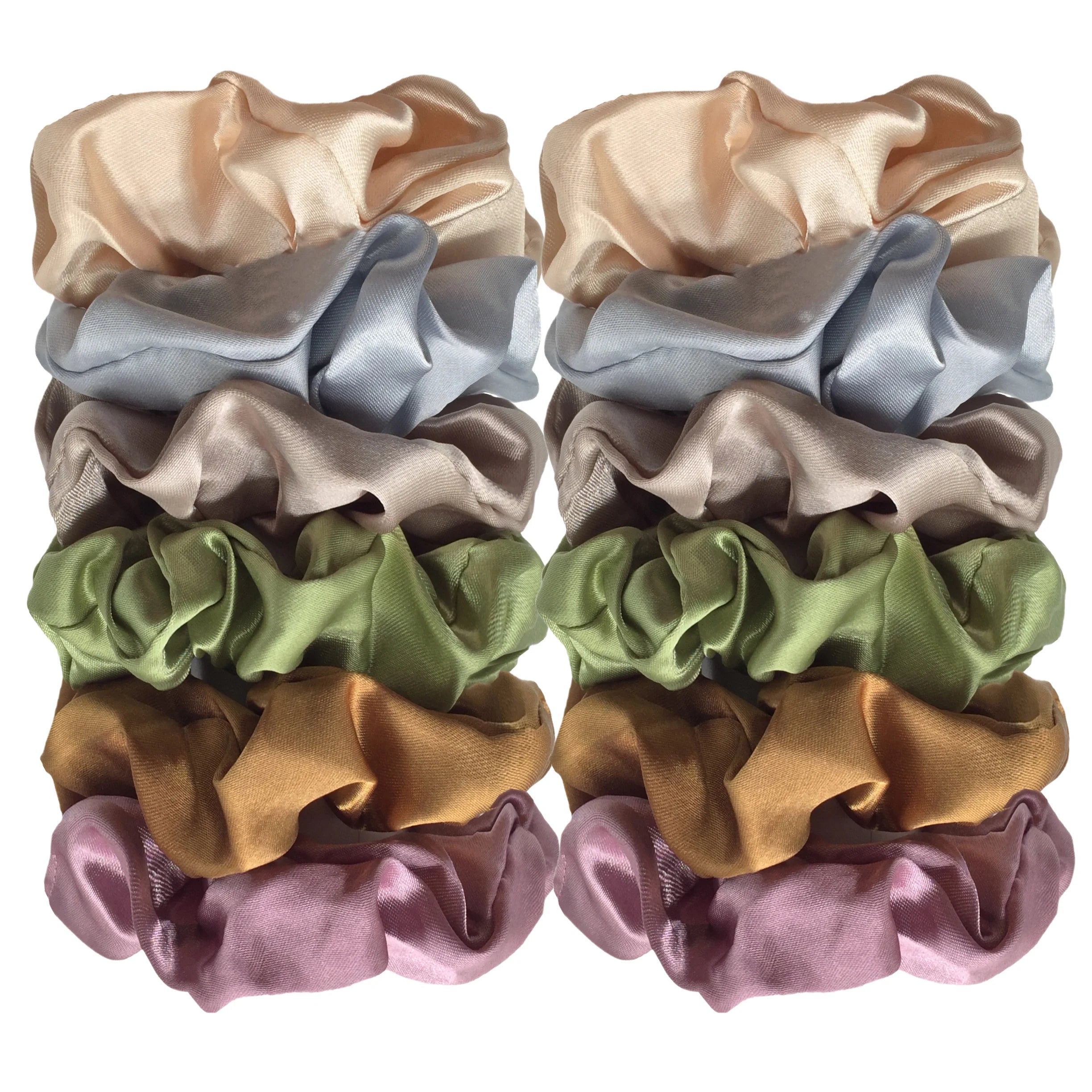 12/8pcs Premium Satin Large Intestine Hair Bands for Women Hundreds of Fabric Rubber Bands Hair Accessories
