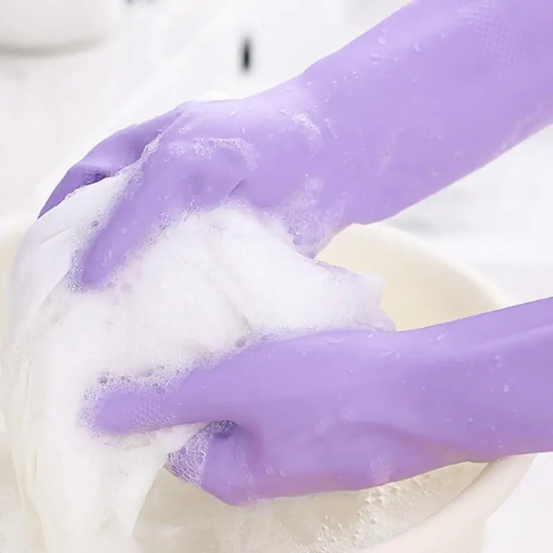 dailyWater Resistant Dish Washing Gloves 1 Pair Durable Latex Rubber Gloves Reusable for Kitchen Cleaning Laundry Gardening Use
