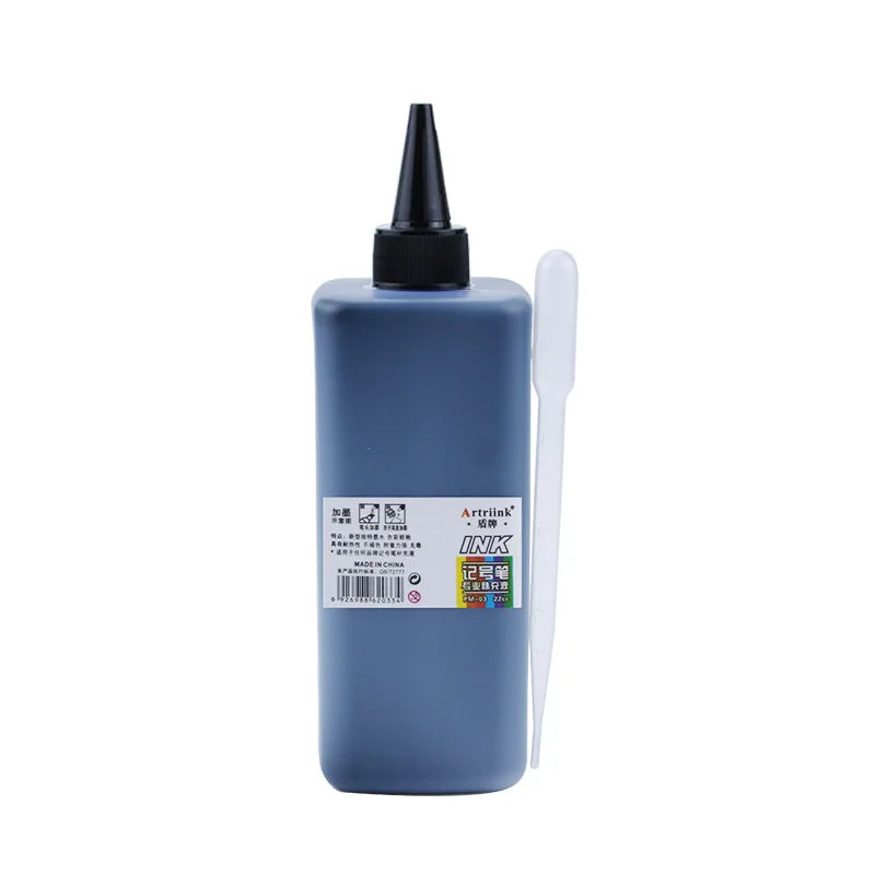 500ML Graffiti ink Permanent Marker Refill Ink - Oil-Based Waterproof for Black/Red/Blue Markers (Bulk Bottle, Non-Erasable)