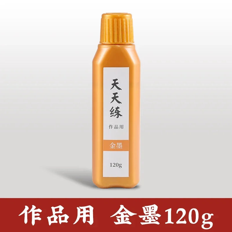 60g / 120g Chinese Japanese Traditional Calligraphy Brush Liquid Sumi Ink Gold Silver for Beginner Practice Writing Stationery