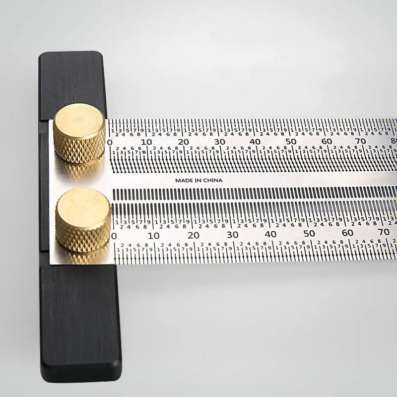 Precision Marking Ruler 200/300/400mm Stainless Steel Marking T-Rule 180mm Angle Ruler Automatic Pencil Scribing Mark Line Gauge