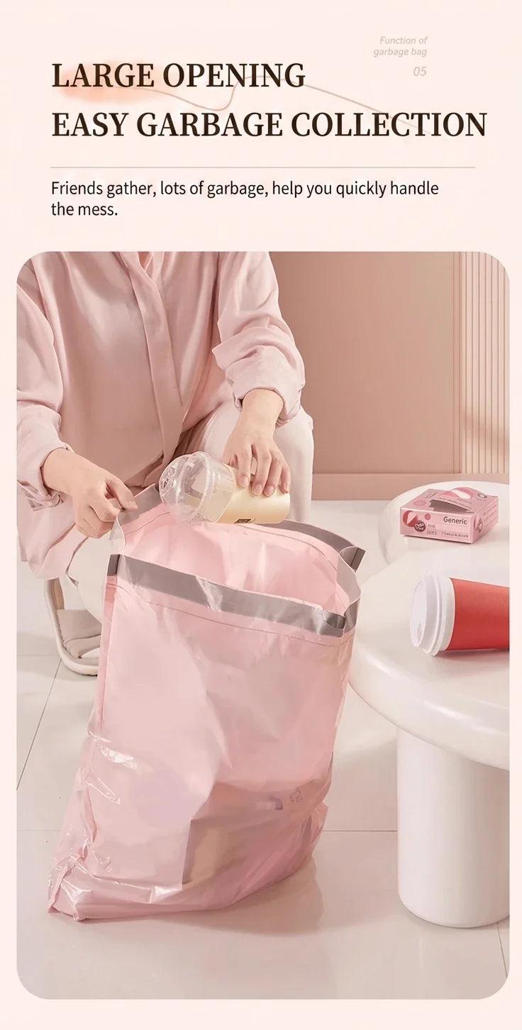 Pink Drawstring Trash Bags, Thickened Leakproof Tear Resistant Easy Tie Odor Resistant for Kitchen Bathroom Office Daily Home Use Households Busy Families Small Trash Can Liners Household Cleaning Garbage Bags