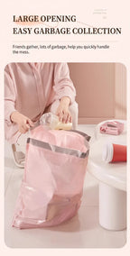 Pink Drawstring Trash Bags, Thickened Leakproof Tear Resistant Easy Tie Odor Resistant for Kitchen Bathroom Office Daily Home Use Households Busy Families Small Trash Can Liners Household Cleaning Garbage Bags