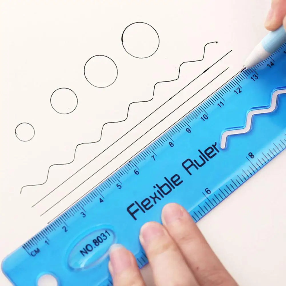 2Pcs 30cm Flexible Soft Ruler For Students Draw Wave / Line / Circle Drafting Drawing Tool Plastic School Office Supplies
