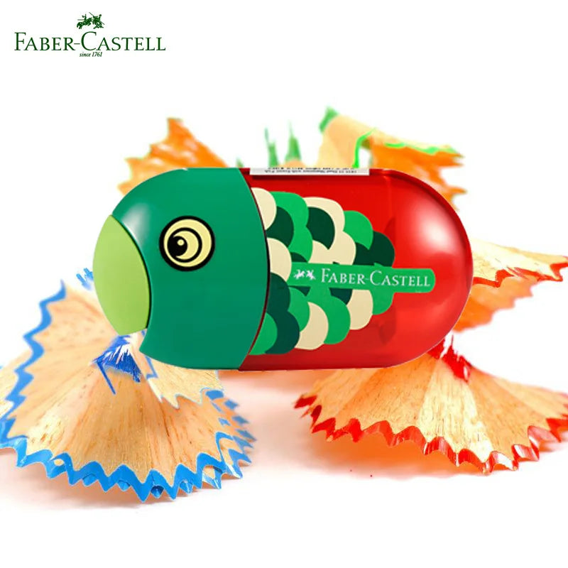 Faber Castell Cute Pencil Sharpener Double Hole with Container Plastic Student School Stationery Mini Manual Pencil Sharpeners