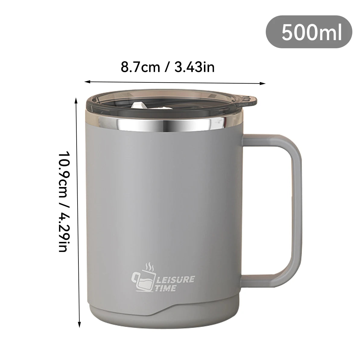 WORTHBUY 304 Stainless Steel Double Wall Insulated Coffee Mug With Handle Portable Sealed Water Cup Large Capacity Drinking Cup