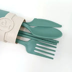 Portable Reusable Spoon Fork Travel Picnic Chopsticks Wheat Straw Tableware Cutlery Set With Carrying Box For Student Office