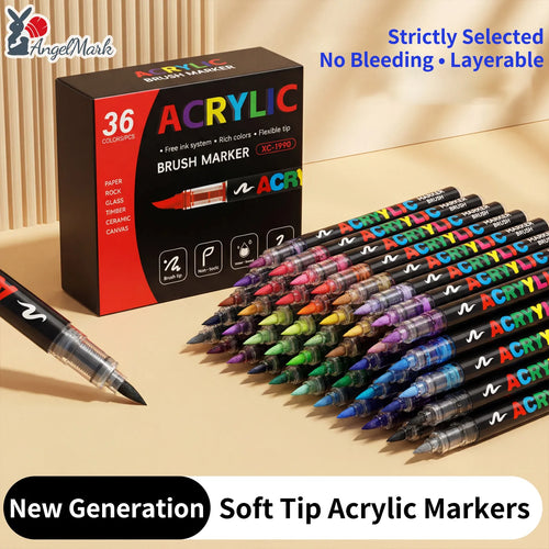 12-168 Colors Acrylic Paint Pen Marker Brush Tip Paint Marker For Rock Painting Wood Canvas Stone Christmas Gift DIY Craft