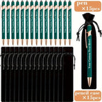 15Sets Customizable Engraved Metal Ballpoint Pens with Durable Case + 15pcs Custom Pen Bags - Bulk Writing Utensils for Business