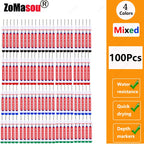 1-100Pcs 2cm Waterproof Long Head Markers Deep Hole Marker Pen for Metal Carpenter Red/Black/Blue/Green Ink Woodworking Tools