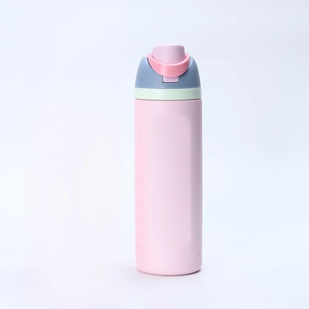 480/710ml Thermos Cup 304 Stainless Steel Straw/Direct Drinking Water Bottle One-touch Open Vacuum Mug for Outdoor,Car,Daily Use