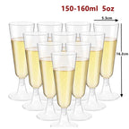 50pcs 5OZ Disposable Wine Cup Party  Plastic Champagne Flutes Cocktail Strawberry Toasting Glass for Wedding Bar Party Camping