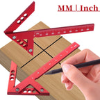 2pcs Center Finder and T-Square Hole Scribe Ruler Kit, Carpenter Center Measuring Tool, Metric & Inch Woodworking Projects Tool