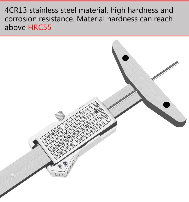 Thin Rod With Table Digital Display Depth Ruler 0-50 0-100 0.01mm Small Hole Needle Probe Depth Ruler Stainless Steel Caliper