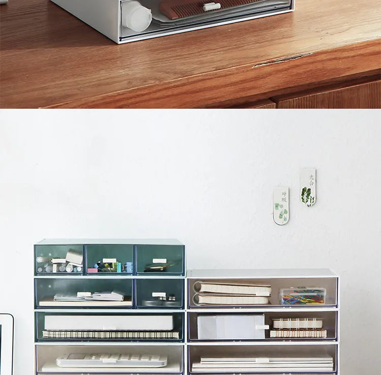 Desk Storage Drawers Desk Document Sundries Holder Cosmetic Desktop Organizer Box Cabinet Home Office Stationery Stackable Box