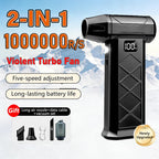 Upgrade 1000000RPM Turbo Jet Blower Violent Fan 5 Speed Powerful Air Blower Brushless Motor Rechargeable Handheld Blower Thrust