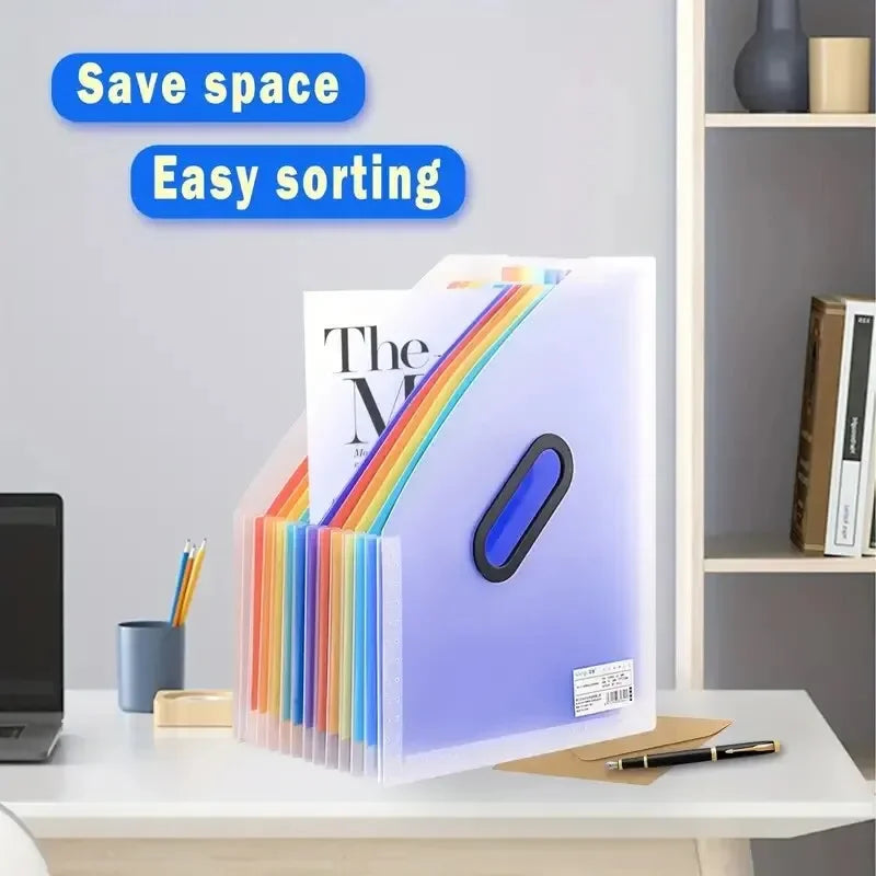 13 Grid Vertical Portable Expandable Accordion Bag Multi-Layer Paper Storage Bag Student Special Office Folder for File Stora