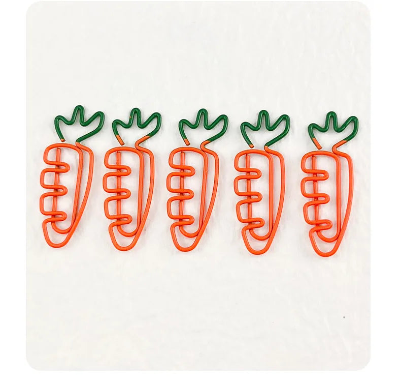 10pcs Funny Carrot Paper Clips Realistic Vegetable Shaped Baked Paint Metal Note Clips Office School Supplies