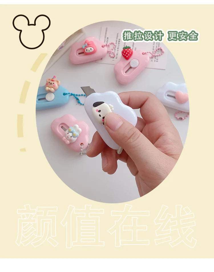 1pc Dopamine Cloud Mass Letter Opener Cartoon Cute Utility Knife Student Mini Box Cutter Hand-made Sharp