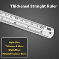 15/20/30/40/50cm Stainless Steel Ruler Double Side Scale Stainless Steel Straight Ruler Thickening Engineer Grade Measuring Tool